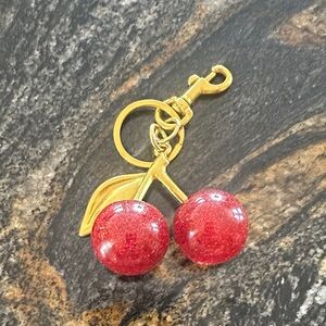 No. 6 Gold Cherry Charm with Red Glitter Cherries